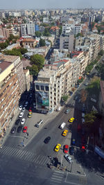 High angle view of city street