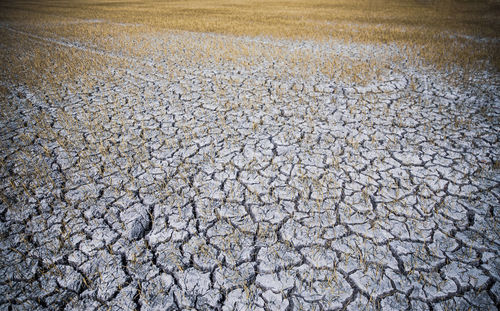 High angle view of cracked land