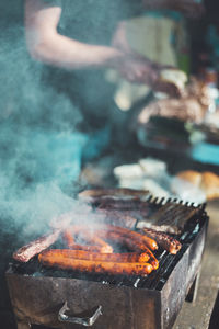 Close-up of bonfire on barbecue grill