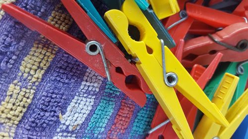 Detail shot of colorful pegs