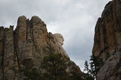 Low angle view of rock formation against sky