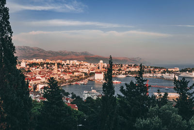 High angle view of city against sky in split