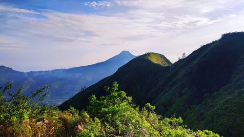 Scenic view of mountains against sky