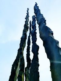 Low angle view of statue against clear blue sky