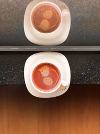 Directly above shot of coffee on table