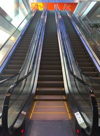 High angle view of escalator