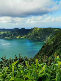 Scenic view of lake against sky