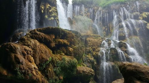 Scenic view of waterfall in forest