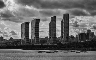 Buildings against sky in city