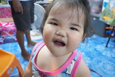 Close-up portrait of cute baby girl
