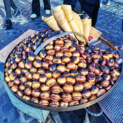 High angle view of man for sale in market