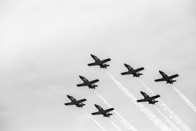 Low angle view of airplane flying in sky