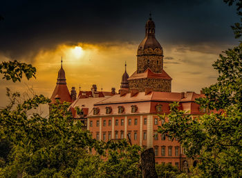 Building against sky during sunset