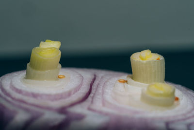 Close-up of dessert on table
