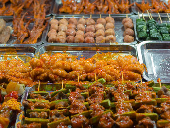 Various vegetables for sale at market stall