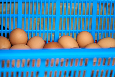 Close-up of eggs in basket