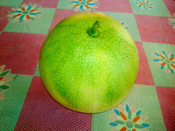 High angle view of apples on table