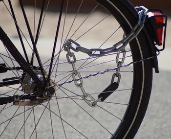 High angle view of bicycle parked on street