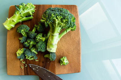 High angle view of chopped vegetables on table