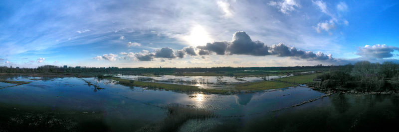 Panoramic view of lake against sky