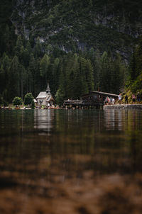 Scenic view of lake against mountain