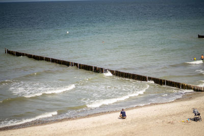 High angle view of beach
