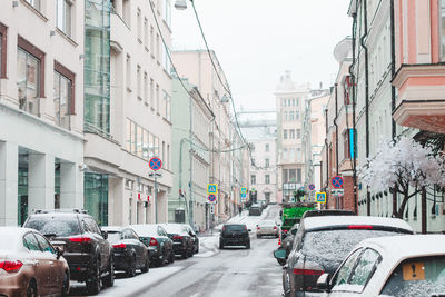 Cars on street in city