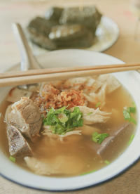 Close-up of soup in bowl