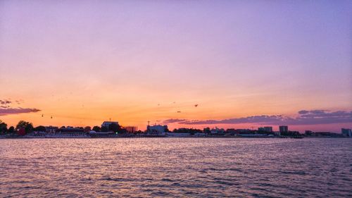 Scenic view of sea against sky during sunset