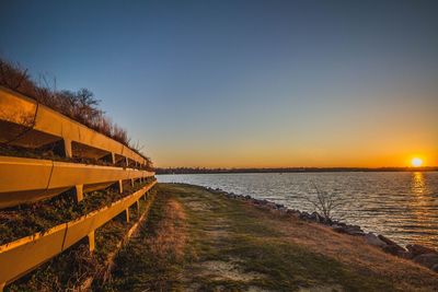 Scenic view of sea at sunset