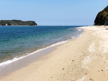 Scenic view of sea against clear sky