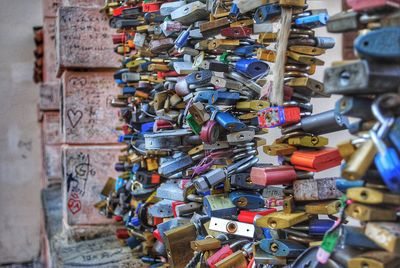 Close-up of padlocks