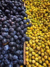 Full frame shot of grapes for sale at market