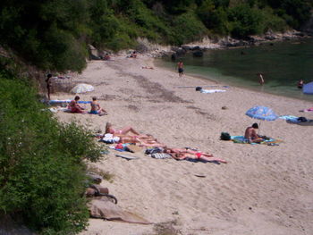 People relaxing in park