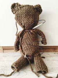 Close-up of tied up on table