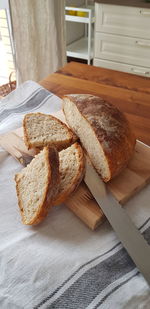 High angle view of bread on table