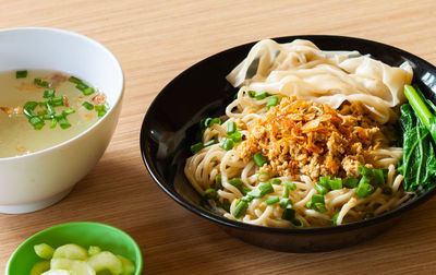 Close-up of food in bowl on table