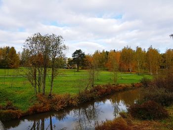 Scenic view of lake against sky