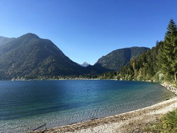 Scenic view of mountains against clear sky
