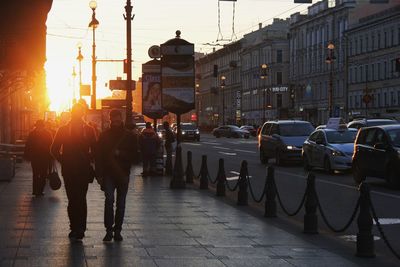 City street at sunset