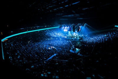 High angle view of crowd at music concert