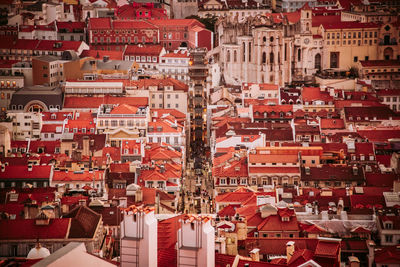 High angle view of buildings in city