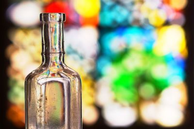 Close-up of wine bottles