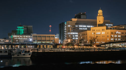 Illuminated city at night