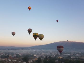 Hot air balloons flying in sky