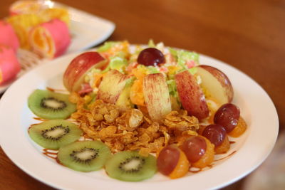 High angle view of meal served in plate