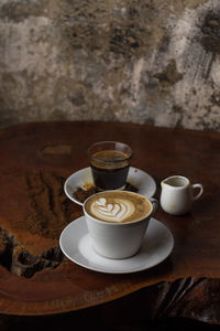 High angle view of coffee on table