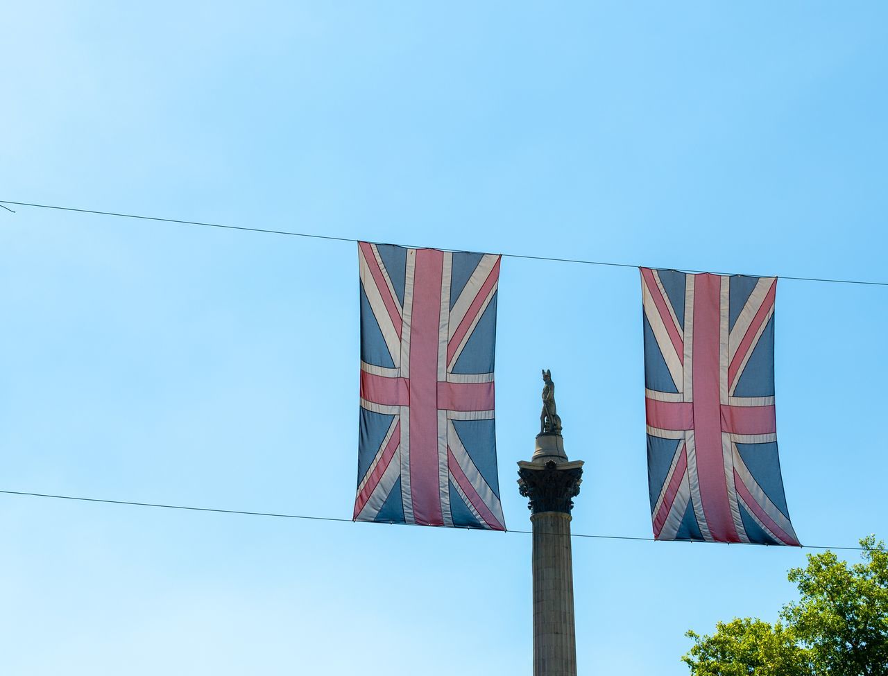 LOW ANGLE VIEW OF FLAG AGAINST CLEAR SKY