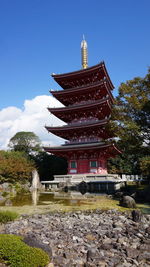 View of temple building against sky