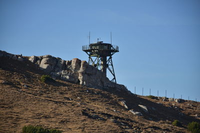 Low angle view of communications tower